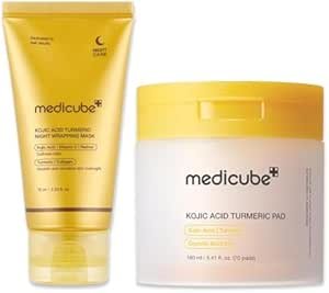 Kojic Acid Prep and Seal Duo for Troubled Skin: Kojic Acid Turmeric Overnight Wrapping Peel Off Mask 2.0 and Kojic Acid Turmeric Clarifying Toner Pad