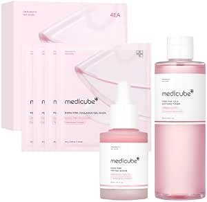 Salmon DNA PDRN Pink Trio Set: Salmon DNA PDRN Pink Peptide Serum, PDRN CICA Soothing Toner and PDRN collagen jelly gel mask (4ea)