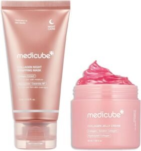 Korean Collagen Duo for Beginner: Collagen Overnight Wrapping Mask and Collagen Jelly Cream 50ml (1.69 fl.oz)