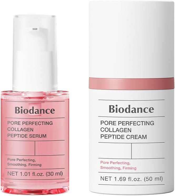 Collagen Plumper Duo: Pore Perfecting Collagen Peptide Serum & Facial Moisturizer, Korean Skincare Set for Plumping Glass Skin, Korean Skin Care, Skin Care Set