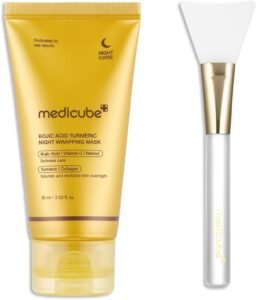 Kojic Acid Wrapping Mask & Jelly Brush: Kojic Acid Turmeric Overnight Wrapping Peel Off Mask 2.0 with Jelly Brush