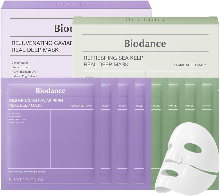 Soothing & Renewal Duo: Sea Kelp & Caviar PDRN Real Deep Overnight Gel Mask for Glass Skin, Korean Skin Care, Skin Care Set