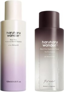 Skin Flooding Essential Duo, Hyaluronic Toner Alcohol-Free & Black Rice Probiotics Barrier Essence, Deep Hydration, Skin Flooding, Makeup Prep, Vegan, Korean Skincare