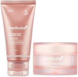 Viral Glow Boost Duo: Collagen Overnight Wrapping Mask and Triple Collagen Cream for Hydrating and Firmer-Looking Skin