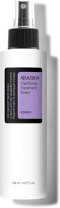 AHA/BHA Treatment Toner Facial Exfoliating Spray with Glycolic Acid, Blemish Control and Oil Balancing Korean Toner, Gentle Exfoliation and Minimizing Whiteheads and Pores Korean Skincare 150ml