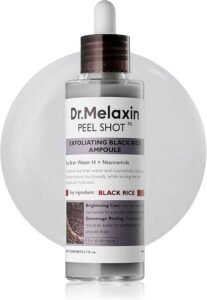 Peel Shot Glow Black Rice Peeling Ampoule – AHA BHA Daily Chemical Exfoliant with Rice Water & Niacinamide, Glass Skin Texture for Dead Skin & Dull Complexion, Korean Skincare 2.7 fl.oz