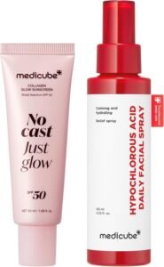 Sun Rescue Duo: Collagen Glow Sunscreen SPF 50 and Power Soothing Spray for Daily Sun Care and Hydration