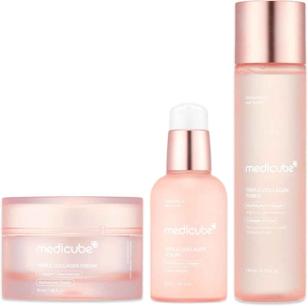Triple Collagen 3-Step Skincare Set: Triple Collagen Toner, Serum and Cream