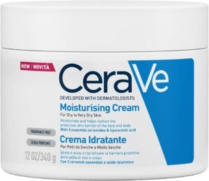 Moisturising Cream Pot with 3 Essential Ceramides and Hyaluronic Acid for Dry to Very Dry Skin 340g, Dermatological Skincare, Fragrance-Free, Non-Comedogenic