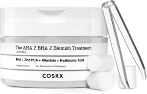 AHA 2% BHA 2% Blemish Treatment Serum, 60+ Pure Cotton Balls, Quick & Easy Daily Spot Treatment, Blackheads & Whiteheads, Sebum Control, Paraben Free, Phthalates Free, Korean Skincare