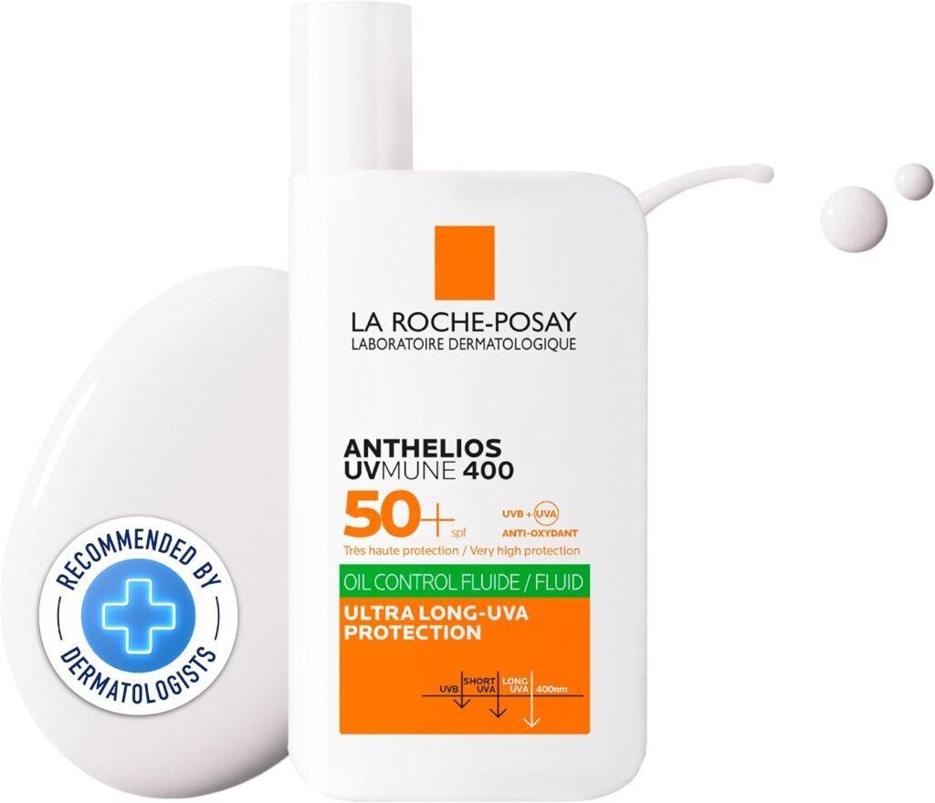 Anthelios UVMune 400 Oil Control Invisible Fluid SPF50+, Mattifying Sunscreen For Oily Blemish-Prone Skin, Ultra Long UVA Protection, Sweat Resistant, Non-Comedogenic, 50ml