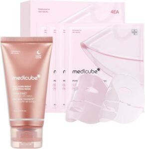 All Day Glass Glow Skin Duo: Collagen Overnight Wrapping Mask and Salmon DNA PDRN pink collagen jelly gel mask (4ea)