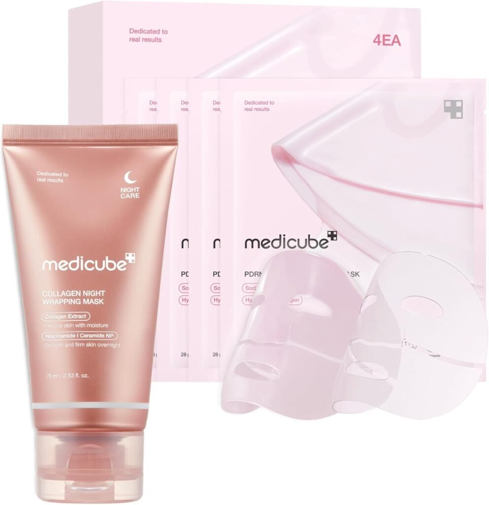All Day Glass Glow Skin Duo: Collagen Overnight Wrapping Mask and Salmon DNA PDRN pink collagen jelly gel mask (4ea)