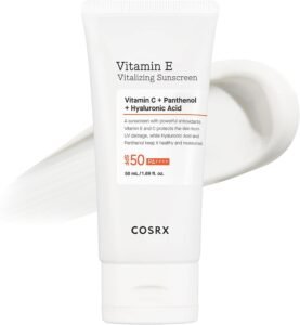 Daily SPF 50 Vitamin E Vitalizing Korean Sunscreen for Face, UVA&UVB Protection, Lightweight, No White Cast for All Skin Tones, Non-Greasy Semi Matte Finish, Korean SkinCare