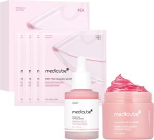 Pink Glass Glow Skin Trio: Salmon DNA PDRN Pink Peptide Serum, Collagen Jelly Cream 50ml (1.69 fl.oz) and PDRN collagen jelly gel mask (4ea)