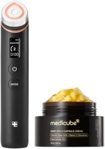 K-Viral Duo for Uneven Skin Tone: Age-R Booster Pro Black and Deep Vitamin C Golden Capsule Face Moisturizer