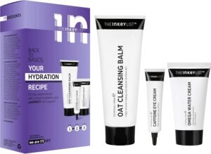 The INKEY List | Hydration Boost Trio | Skin Hydration Starter Kit | Oat Cleansing Balm | Caffeine Eye Cream | Omega Water Cream | Suitable for All Ages