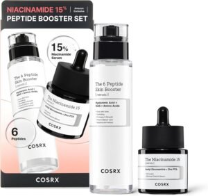 Niacinamide Peptide Booster Skincare Set, Korean Skincare Gift Set for Glowing Skin, Christmas Gifts Set & Stocking Stuffers for Teen Girls and Women, Niacinamide & Peptide Face Serum