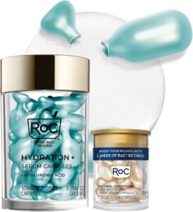 Multi Correxion Hyaluronic Acid Night Serum Capsules (30 CT) for Intense Hydration + RoC Retinol Capsules (7 CT), Anti-Aging Skin Care Wrinkle Treatment for Women and Men