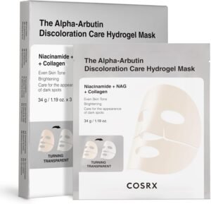 Alpha-Arbutin Discoloration Care Hydrogel Face Masks Skincare, Korean Collagen Face Mask, Overnight Blemish Care, Fades Dark Spots, Overnight Face Mask, Korean Skincare, Pack of 3