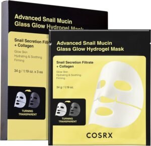 Advanced Snail Mucin Glass Glow Hydrogel Face Masks Skincare, Collagen Mask, Overnight Peel Off Korean Face Mask for Hydration Boost, Glass Skin Face Mask Korean Skincare, Pack of 3