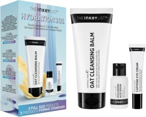 Hydration 101 Kit, Skin Hydration Starter Kit, Oat Cleansing Balm, Hyaluronic Acid, Caffeine Eye Cream, Suitable for All Ages