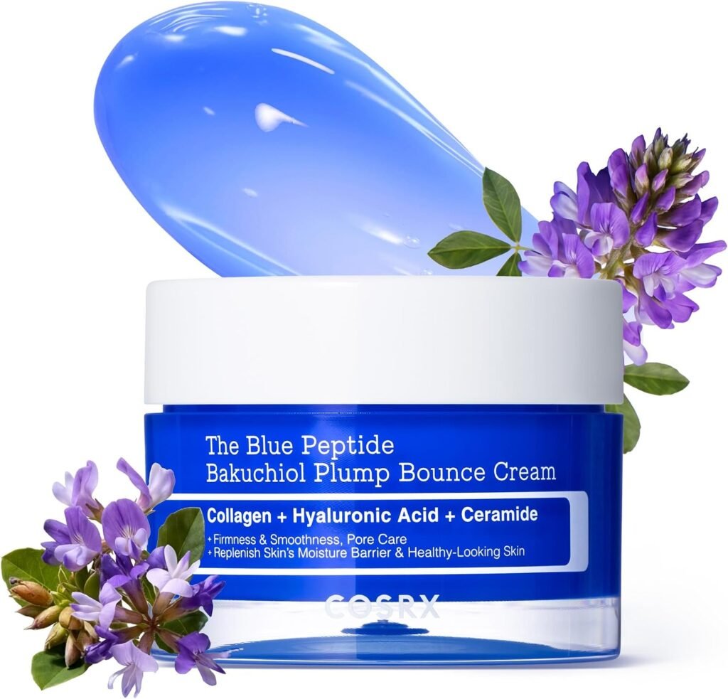 The Blue Peptide Bakuchiol Plump Bounce Cream 50g, Hydrating Firming Moisturiser for Glow & Elasticity, Korean Skincare