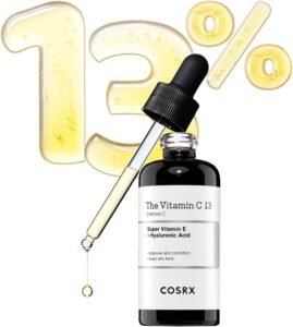 Pure Vitamin C 13% Serum with Vitamin E & Hyaluronic Acid, Brightening & Hydrating Facial Serum for Fine Lines, Uneven Skin Tone & Dull Skin, 20ml, Korean Skin Care