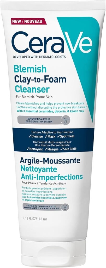 Clay-to-Foam Cleanser Mask Paste for Blemish-Prone Skin, 118ml
