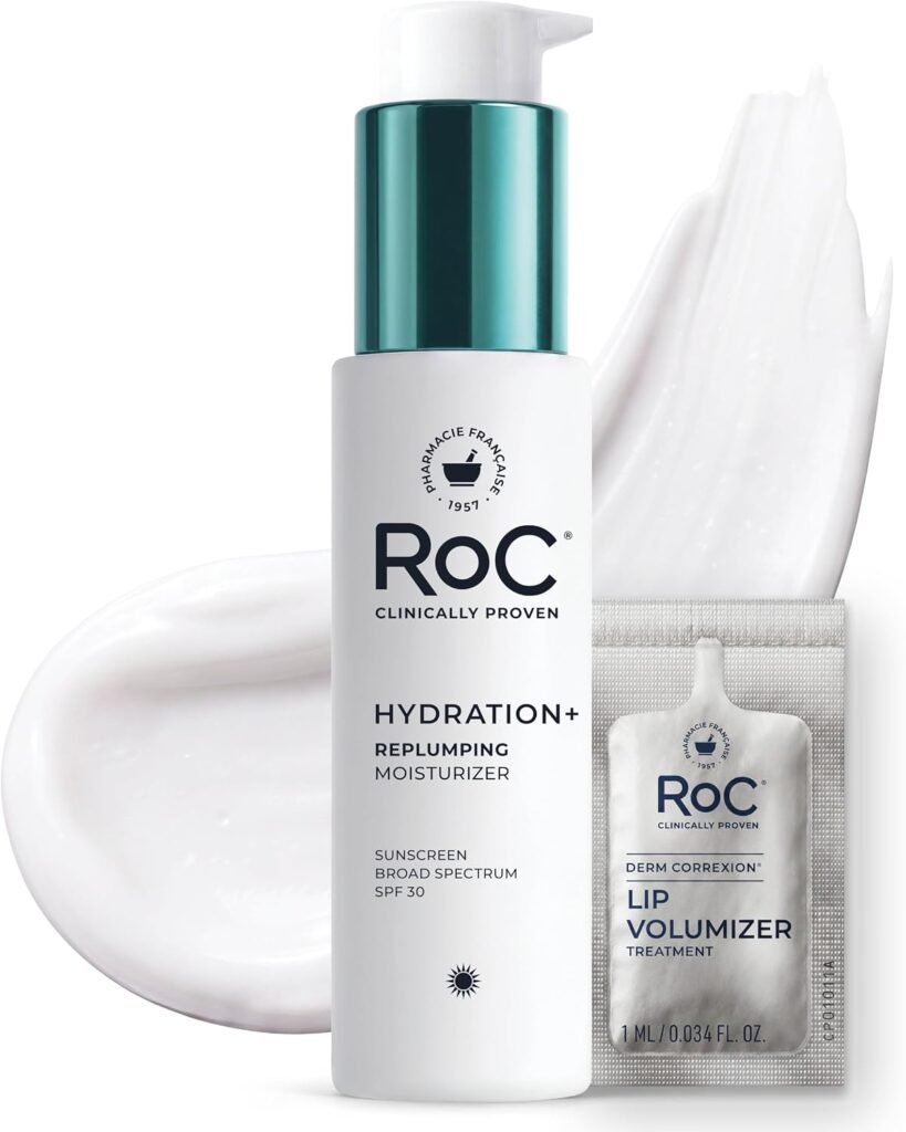 Multi Correxion 1.5% Pure Hyaluronic Acid Anti Ageing Daily Face Moisturiser with Broad Spectrum Sunscreen SPF 30 (1.7 oz) + RoC Retinol Wrinkle Smoothing Capsules (7 CT), Skin Care for Women and