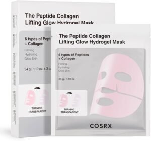 Peptide Collagen Lifting Glow Hydrogel Face Masks Skincare, Korean Collagen Face Mask, Overnight Lifting Care, Glass Glow Face Mask for Deep Hydration, Korean Skincare, Pack of 3