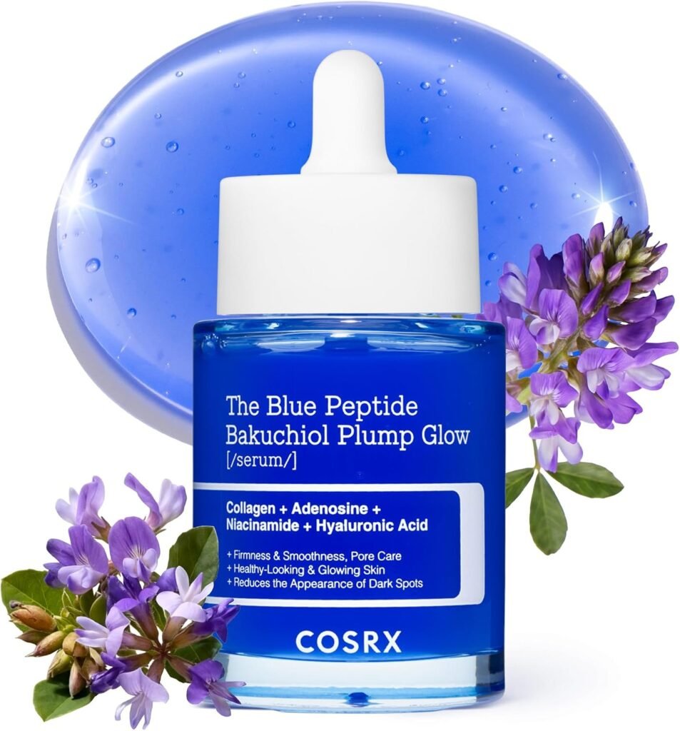 The Blue Peptide Bakuchiol Plump Glow Serum 50 ml, GHK-Cu Copper Peptides & Bakuchiol Facial Serum for Hydration, Firmness & Glass Skin Glow, Korean Skincare
