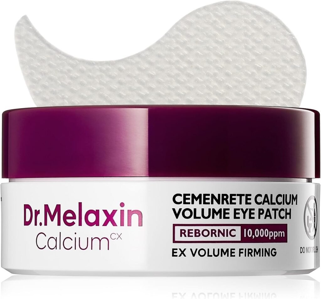 Cemenrete Calcium Volume Eye Patches (60 Patches) – Under Eye Patches for Dark Circles & Puffiness, Anti-Wrinkle Eye Mask for Fine Lines, Firming & Elasticity Boosting K-Beauty Skincare