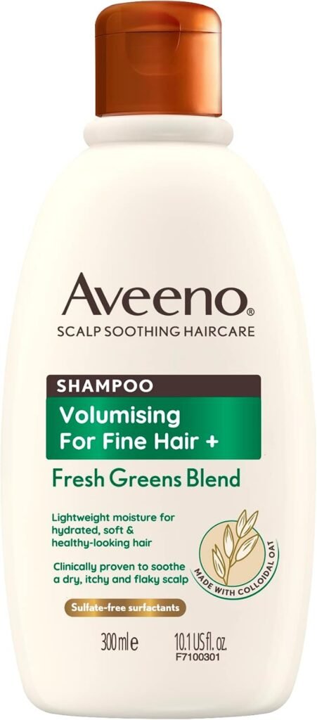 Scalp Soothing Haircare Volumising Shampoo, Fresh Green Blend, with Colloidal Oat Extract, for Fine Hair, Soothes Dry, Itchy & Flaky Scalp, pH Balanaced, Clinically Proven, 300ml