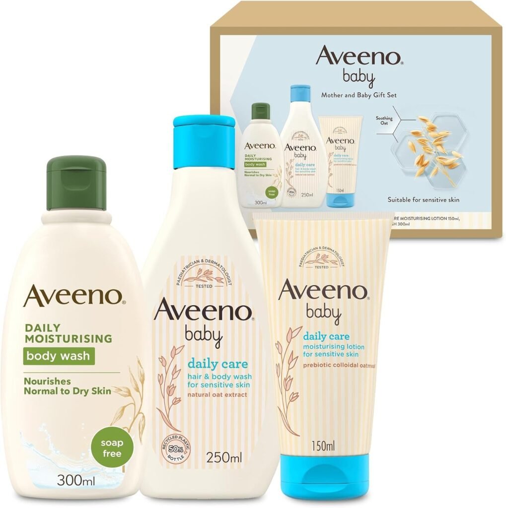 Baby Mother and Baby Giftset – Gift for New Mums with Nourishing Body Wash (300ml), Babycare Hair & Body Wash (250ml) and Lotion (150ml), Soothing Products Suitable for Use on Sensitive Skin